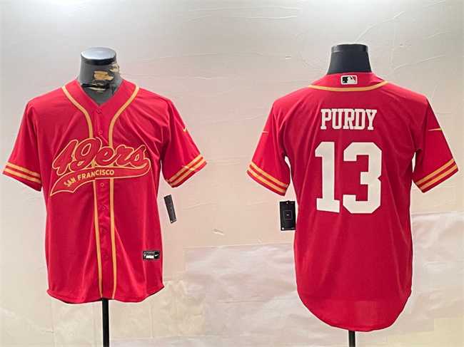 Men%27s San Francisco 49ers #13 Brock Purdy Red Cool Base Stitched Baseball Jersey